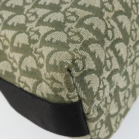 Christian Dior Trotter Canvas Shoulder Bag Green Silver Auth SW1847