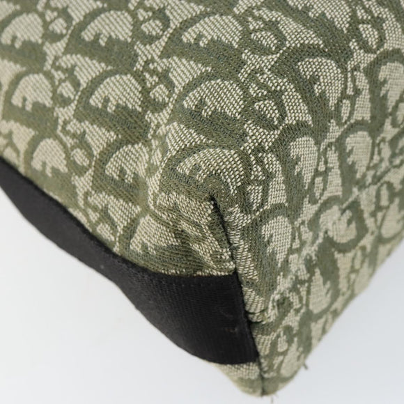 Christian Dior Trotter Canvas Shoulder Bag Green Silver Auth SW1847