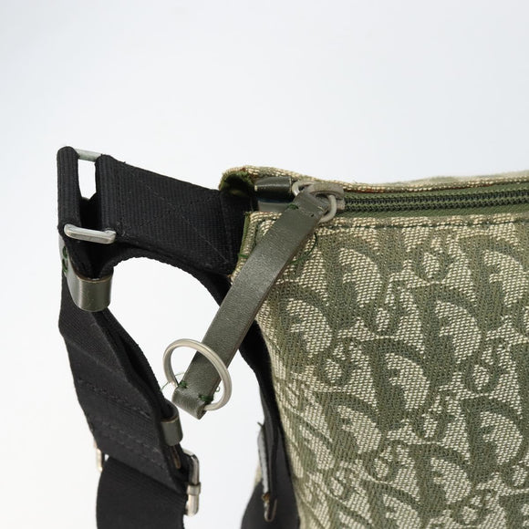 Christian Dior Trotter Canvas Umhängetasche Grün Silber Auth SW1847
