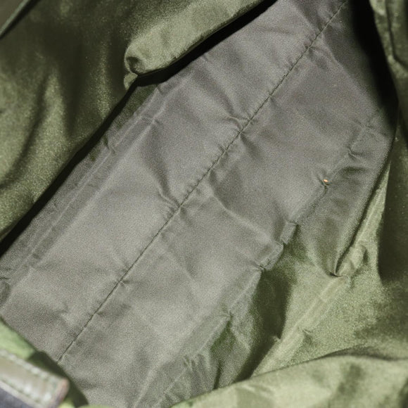 Christian Dior Trotter Canvas Shoulder Bag Green Silver Auth SW1847