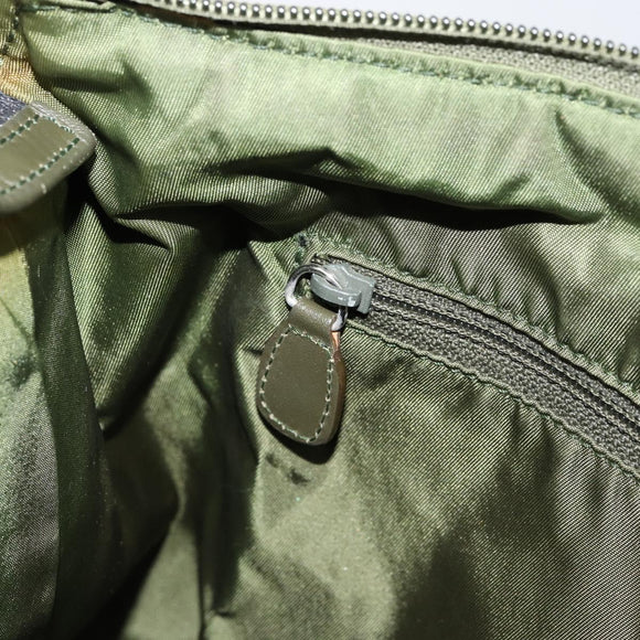 Christian Dior Trotter Canvas Shoulder Bag Green Silver Auth SW1847