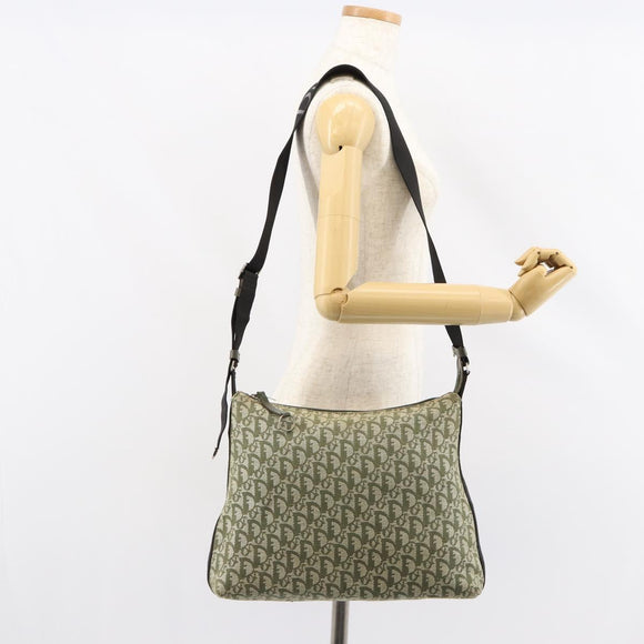 Christian Dior Trotter Canvas Umhängetasche Grün Silber Auth SW1847