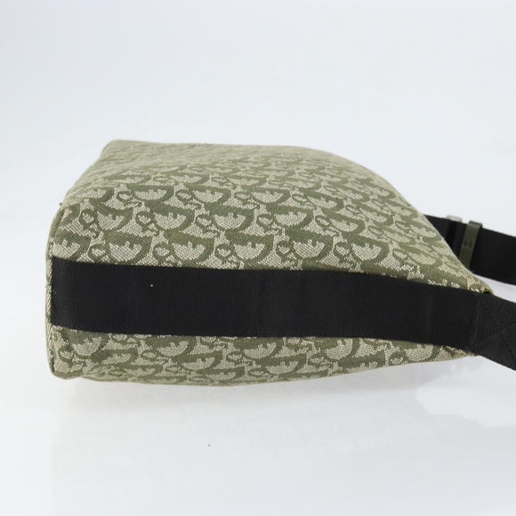 Christian Dior Trotter Canvas Shoulder Bag Green Silver Auth SW1847