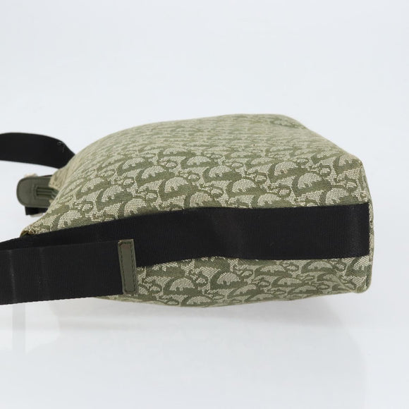 Christian Dior Trotter Canvas Shoulder Bag Green Silver Auth SW1847