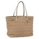 Christian Dior Canage Hand Bag Leather Beige Gold Auth SW1848-1