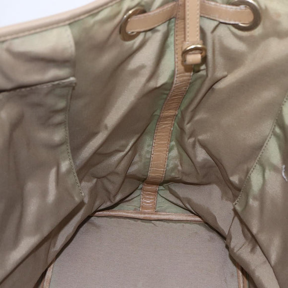 Christian Dior Canage Hand Bag Leather Beige Gold Auth SW1848