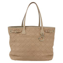 Christian Dior Canage Hand Bag Leather Beige Gold Auth SW1848-13