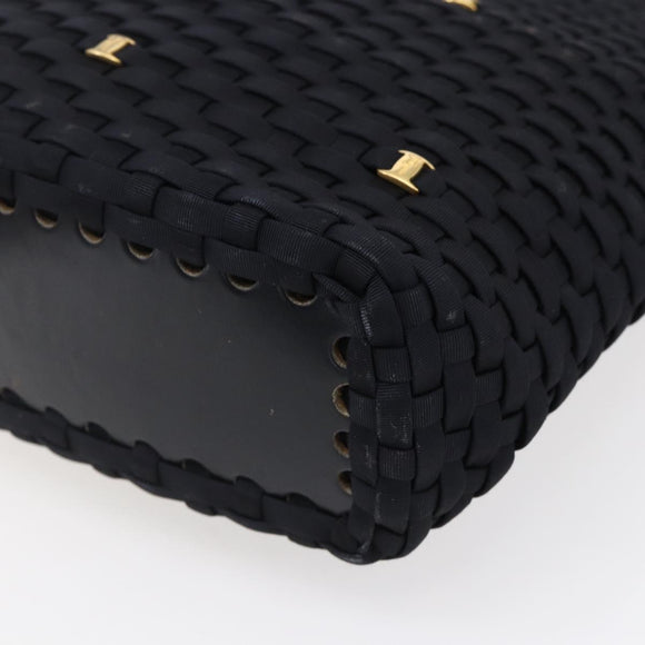 Salvatore Ferragamo Vala Shoulder Bag Nylon Black Gold Auth SW1849