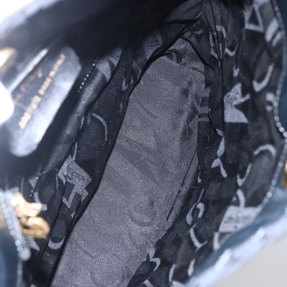 Salvatore Ferragamo Vala Shoulder Bag Nylon Black Gold Auth SW1849