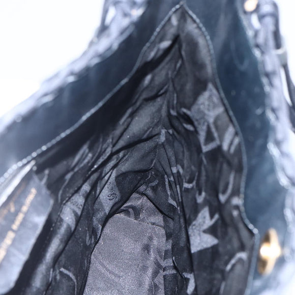 Salvatore Ferragamo Vala Shoulder Bag Nylon Black Gold Auth SW1849