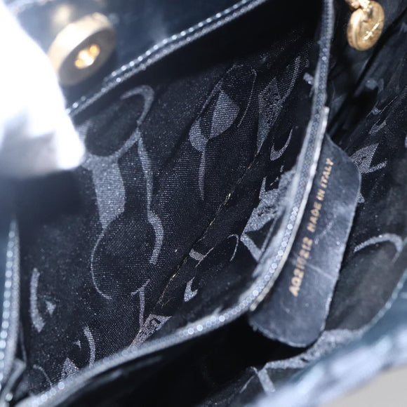 Salvatore Ferragamo Vala Shoulder Bag Nylon Black Gold Auth SW1849