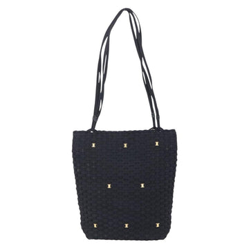 Salvatore Ferragamo Vala Shoulder Bag Nylon Black Gold Auth SW1849 - 0