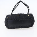 Salvatore Ferragamo Vala Shoulder Bag Nylon Black Gold Auth SW1849-5