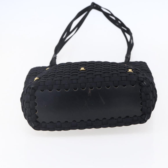 Salvatore Ferragamo Vala Shoulder Bag Nylon Black Gold Auth SW1849