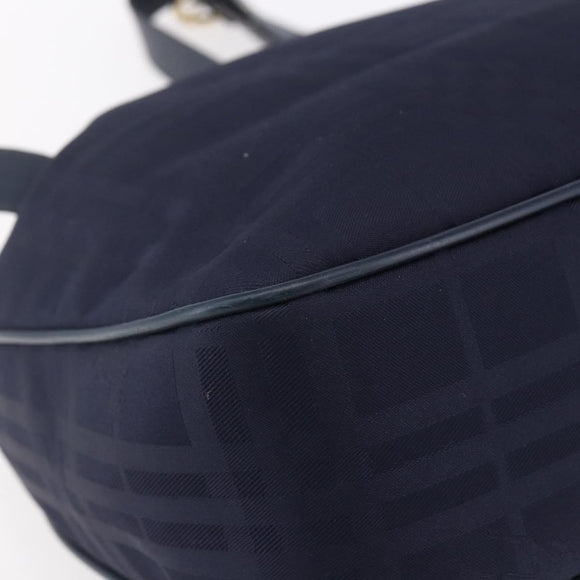 Burberrys Shoulder Bag Nylon Leather Navy Gold Auth SW1852