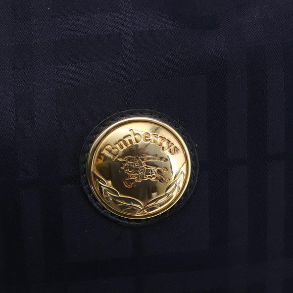 Burberrys Shoulder Bag Nylon Leather Navy Gold Auth SW1852