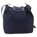 Burberrys Shoulder Bag Nylon Leather Navy Gold Auth SW1852-2