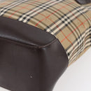 BURBERRY Nova Check Shoulder Bag Canvas Beige Gold Auth SW1853-9