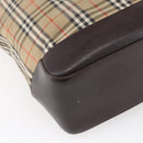 BURBERRY Nova Check Shoulder Bag Canvas Beige Gold Auth SW1853-16