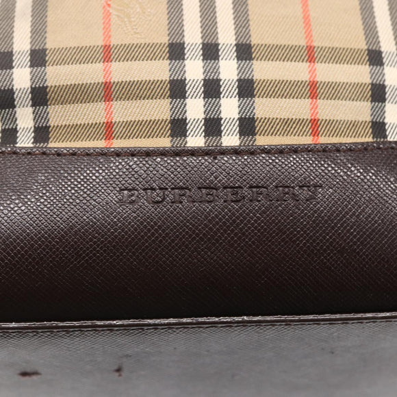 BURBERRY Nova Check Shoulder Bag Canvas Beige Gold Auth SW1853