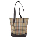 BURBERRY Nova Check Shoulder Bag Canvas Beige Gold Auth SW1853-13
