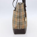 BURBERRY Nova Check Shoulder Bag Canvas Beige Gold Auth SW1853-3