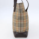 BURBERRY Nova Check Shoulder Bag Canvas Beige Gold Auth SW1853-4