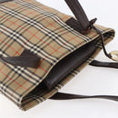 BURBERRY Nova Check Shoulder Bag Canvas Beige Gold Auth SW1853-6