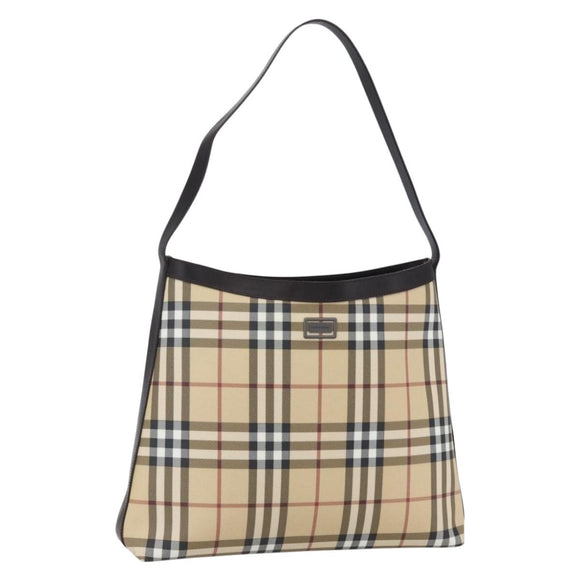 BURBERRY Nova Check Shoulder Bag PVC Beige Auth SW1854