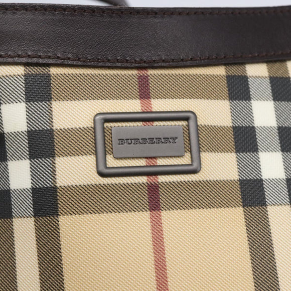 BURBERRY Nova Check Shoulder Bag PVC Beige Auth SW1854