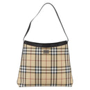 BURBERRY Nova Check Shoulder Bag PVC Beige Auth SW1854-13