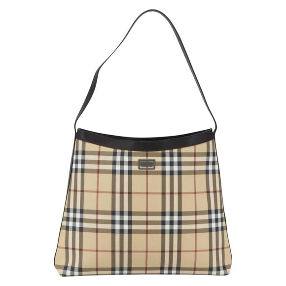 BURBERRY Nova Check Shoulder Bag PVC Beige Auth SW1854