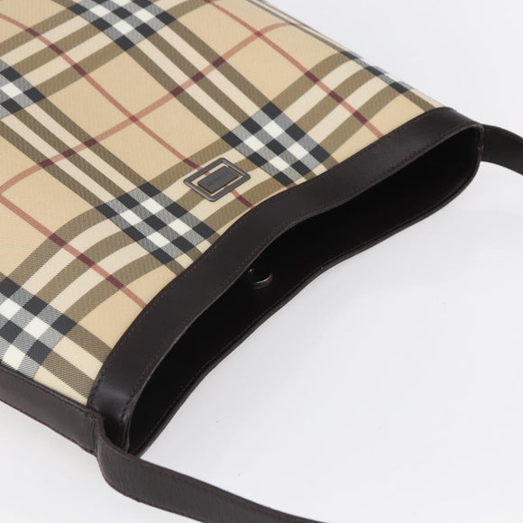 BURBERRY Nova Check Shoulder Bag PVC Beige Auth SW1854