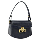 GIVENCHY Hand Bag Leather Navy Gold Auth SW1855-1