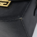 GIVENCHY Hand Bag Leather Navy Gold Auth SW1855-8