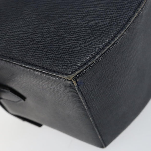 GIVENCHY Hand Bag Leather Navy Gold Auth SW1855