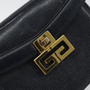 GIVENCHY Hand Bag Leather Navy Gold Auth SW1855-18