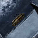 GIVENCHY Hand Bag Leather Navy Gold Auth SW1855-19
