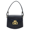 GIVENCHY Hand Bag Leather Navy Gold Auth SW1855-13