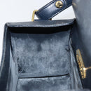 GIVENCHY Hand Bag Leather Navy Gold Auth SW1855-21