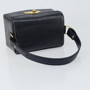 GIVENCHY Hand Bag Leather Navy Gold Auth SW1855-7