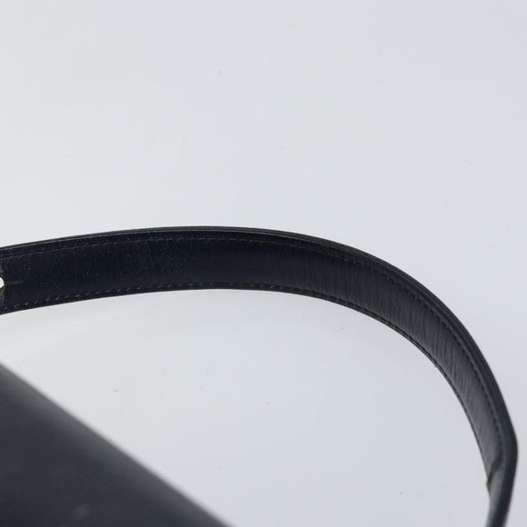 GIVENCHY Hand Bag Leather Navy Gold Auth SW1855