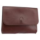 CARTIER Must Line Clutch Bag Leather Bordeaux Gold Auth SW1856-1