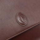 CARTIER Must Line Clutch Bag Leather Bordeaux Gold Auth SW1856-8