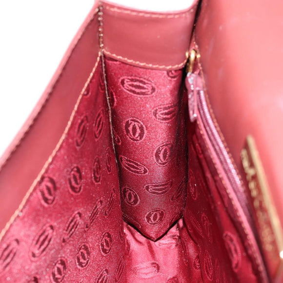 CARTIER Must Line Clutch Bag Leather Bordeaux Gold Auth SW1856