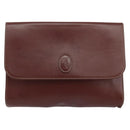 CARTIER Must Line Clutch Bag Leather Bordeaux Gold Auth SW1856-13