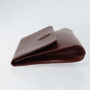 CARTIER Must Line Clutch Bag Leather Bordeaux Gold Auth SW1856-4