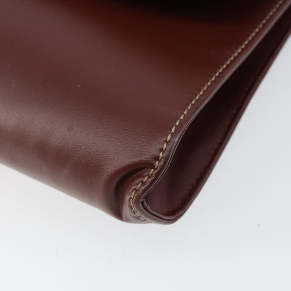 CARTIER Must Line Clutch Bag Leather Bordeaux Gold Auth SW1856