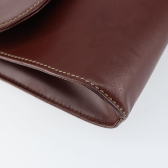 CARTIER Must Line Clutch Bag Leather Bordeaux Gold Auth SW1856