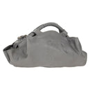 LOEWE Nappa Aire Anagram Hand Bag Leather Silver Auth SW1857-1